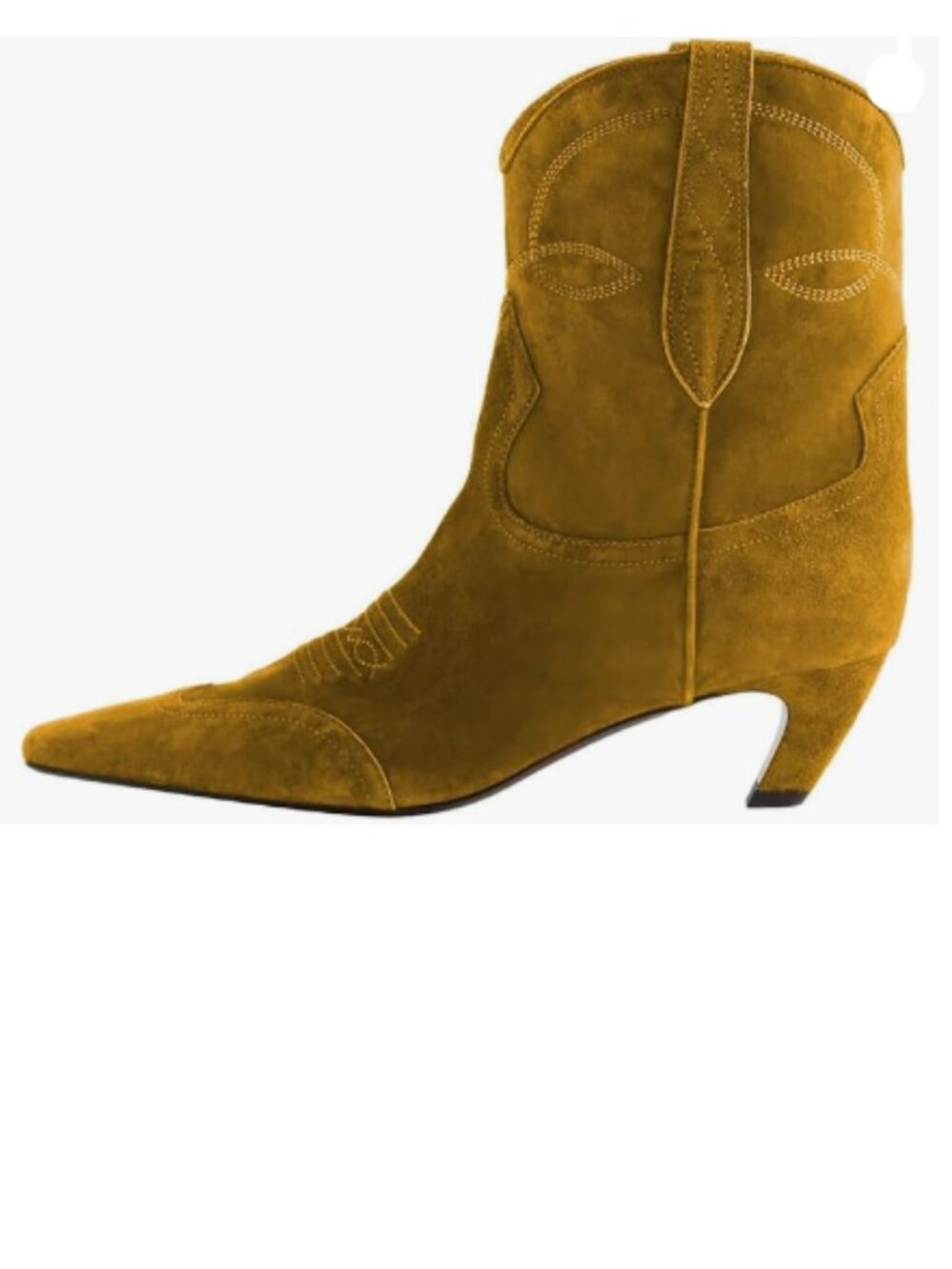 FSJ Mustard Suede Pointed Toe Western Ankle Boots